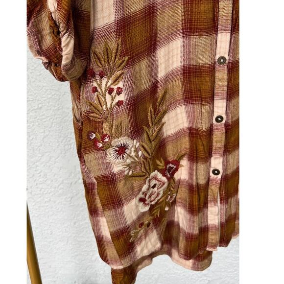 NWT Anthropologie Kyla Seo Shirt Dress Sz Small Embroidery Check Pattern - Picture 6 of 11